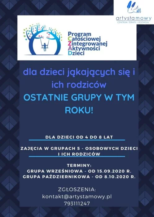 Zapisy do grupy prowadzonej Programem CZAD dla dzieci jąkających się i ich rodziców